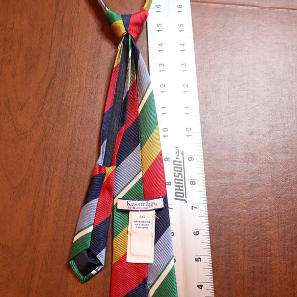 Kitestrings Boys Pull-On Zipper Tie – Multicolor Stripe – Size L - Picture 3 of 4